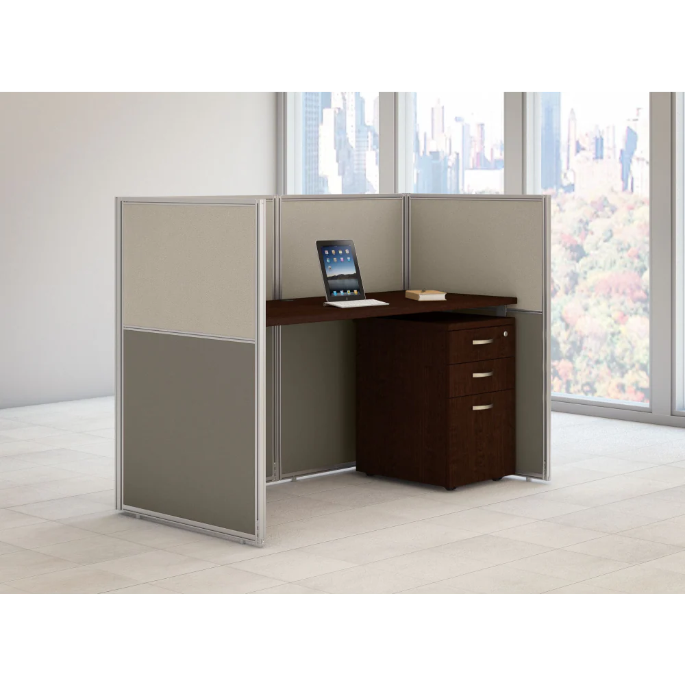 Easy Office 60W Cubicle Desk with File Cabinet and 45H Closed Panels Workstation - Image 16