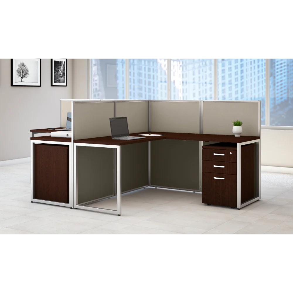 Easy Office 60W Cubicle Desk with File Cabinet and 45H Closed Panels Workstation - Image 17