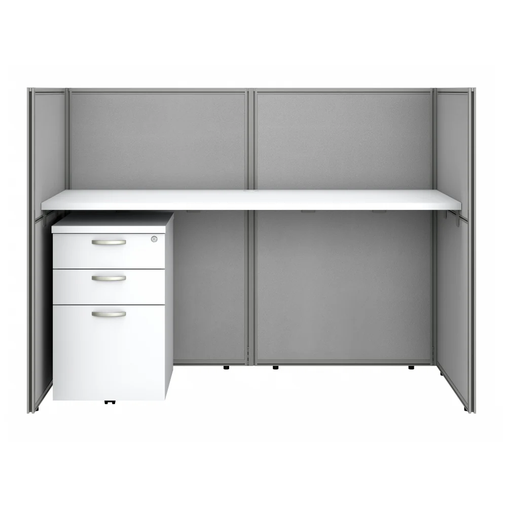 Easy Office 60W Cubicle Desk with File Cabinet and 45H Closed Panels Workstation - Image 3