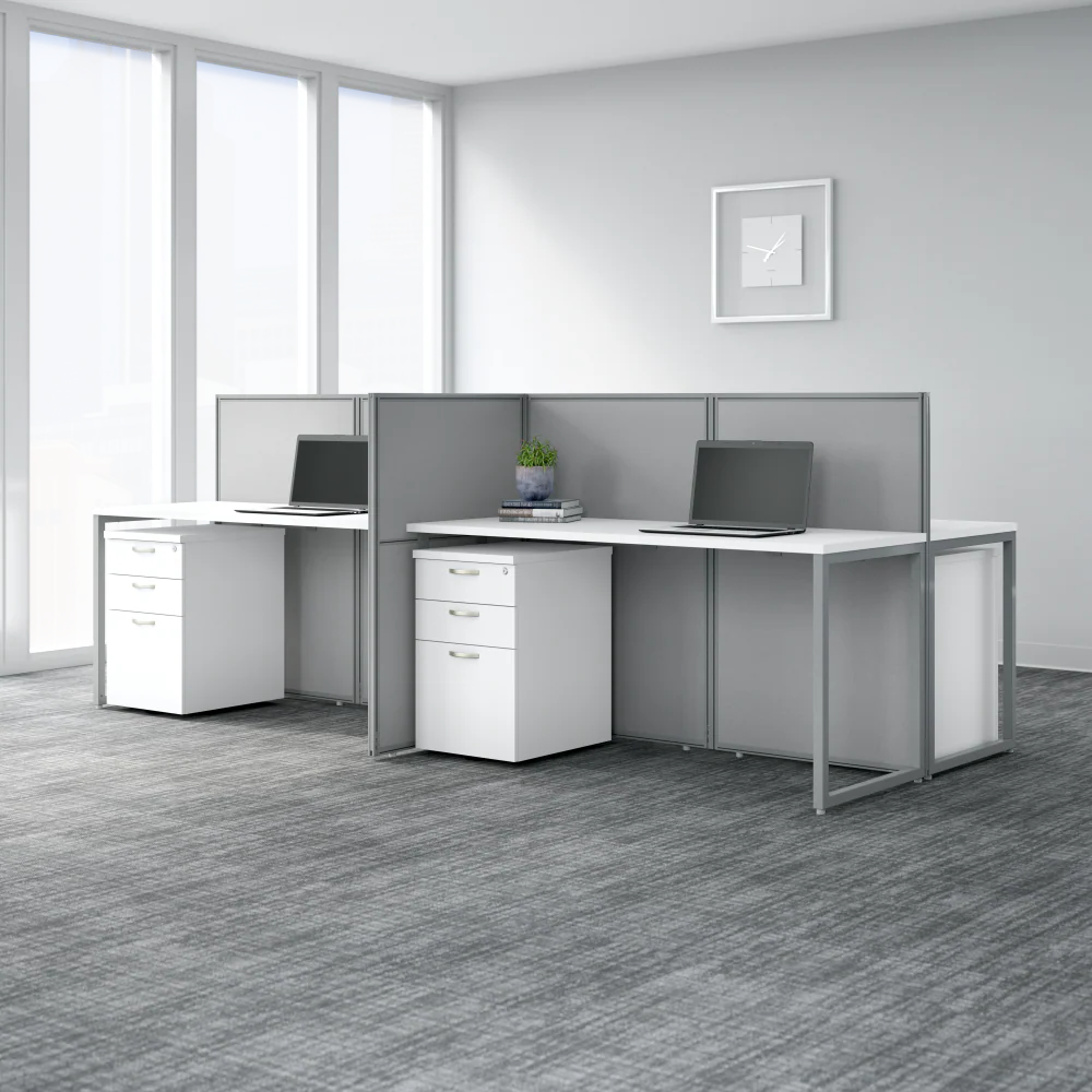 Easy Office 60W Cubicle Desk with File Cabinet and 45H Closed Panels Workstation - Image 4