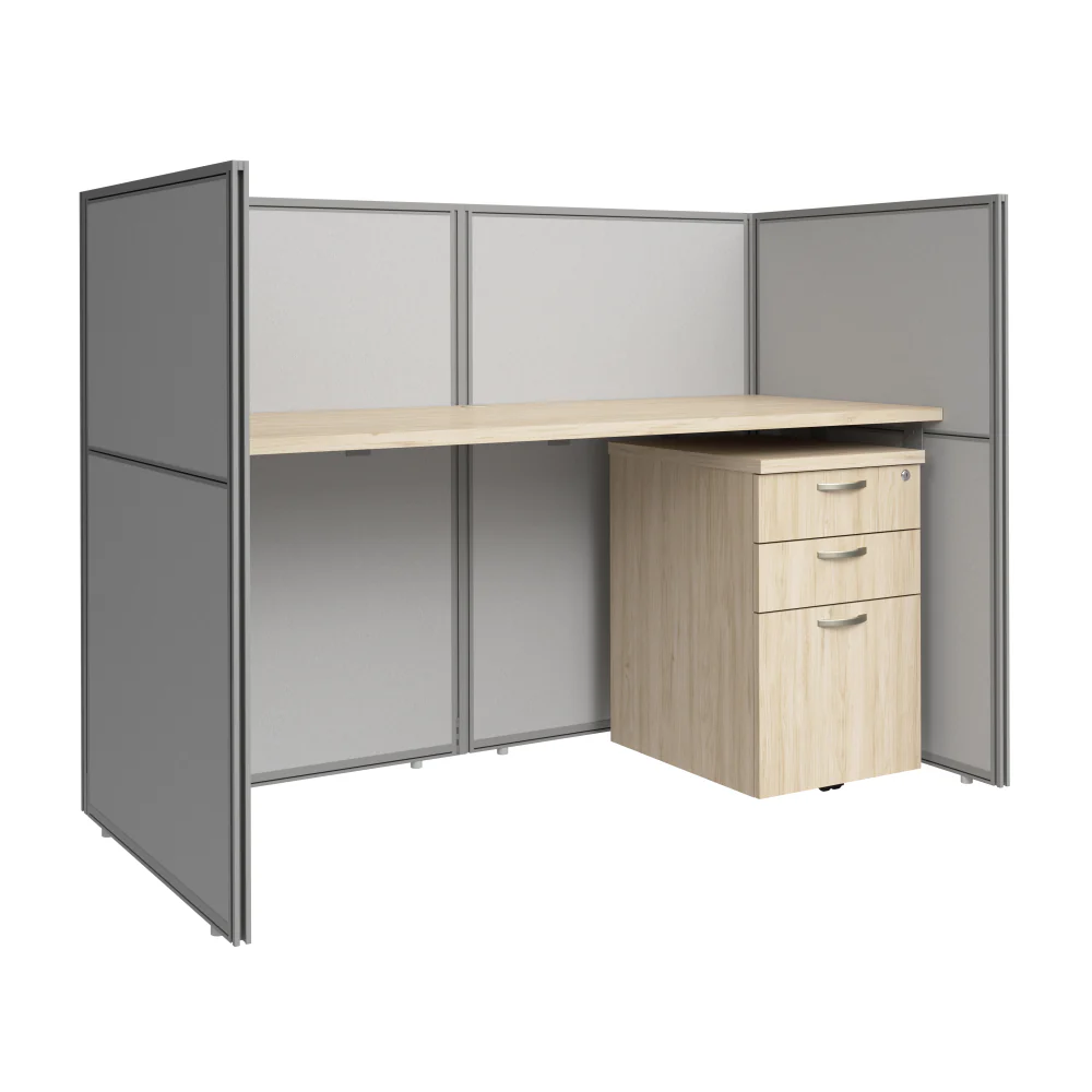Easy Office 60W Cubicle Desk with File Cabinet and 45H Closed Panels Workstation - Image 8