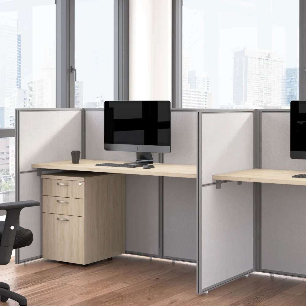 Easy Office 60W Cubicle Desk with File Cabinet and 45H Closed Panels Workstation - Image 9