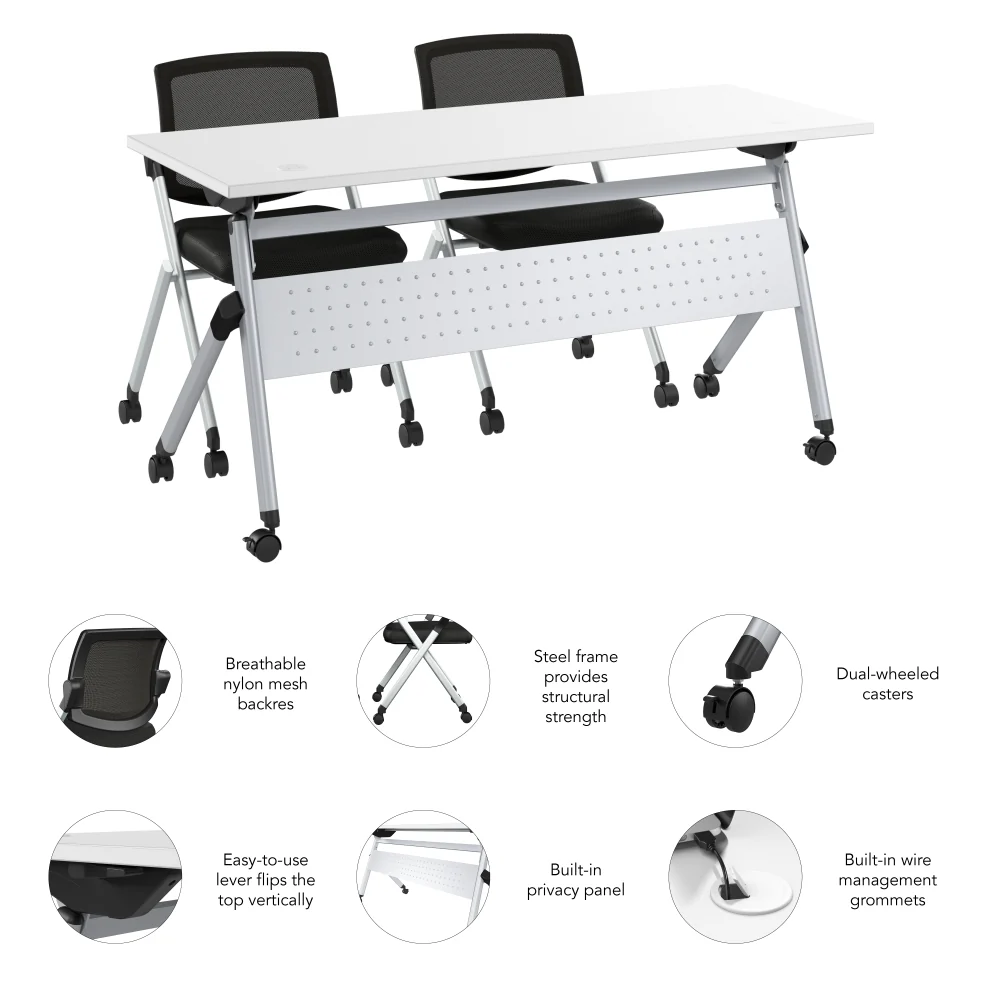 Envision 60W Folding Training Table and 2 Folding Chairs - Image 6