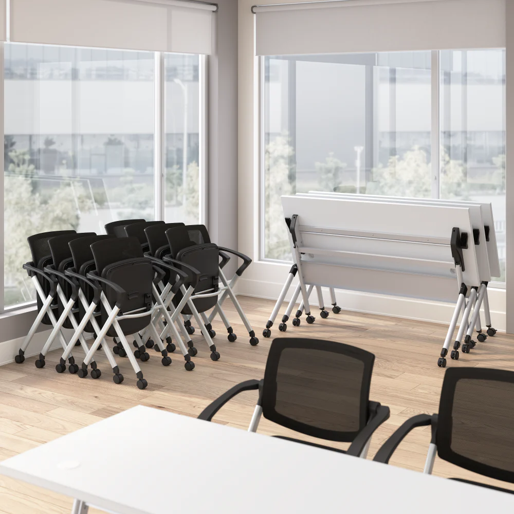 Envision 60W Folding Training Table and 2 Folding Chairs with Arms - Image 11
