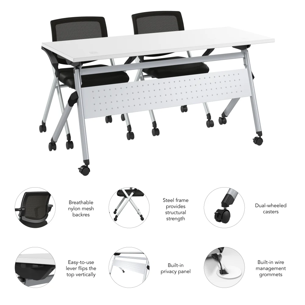 Envision 60W Folding Training Table and 2 Folding Chairs with Arms - Image 12