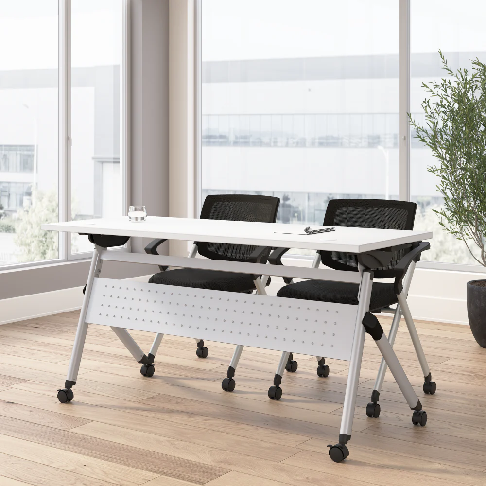 Envision 60W Folding Training Table and 2 Folding Chairs with Arms - Image 8