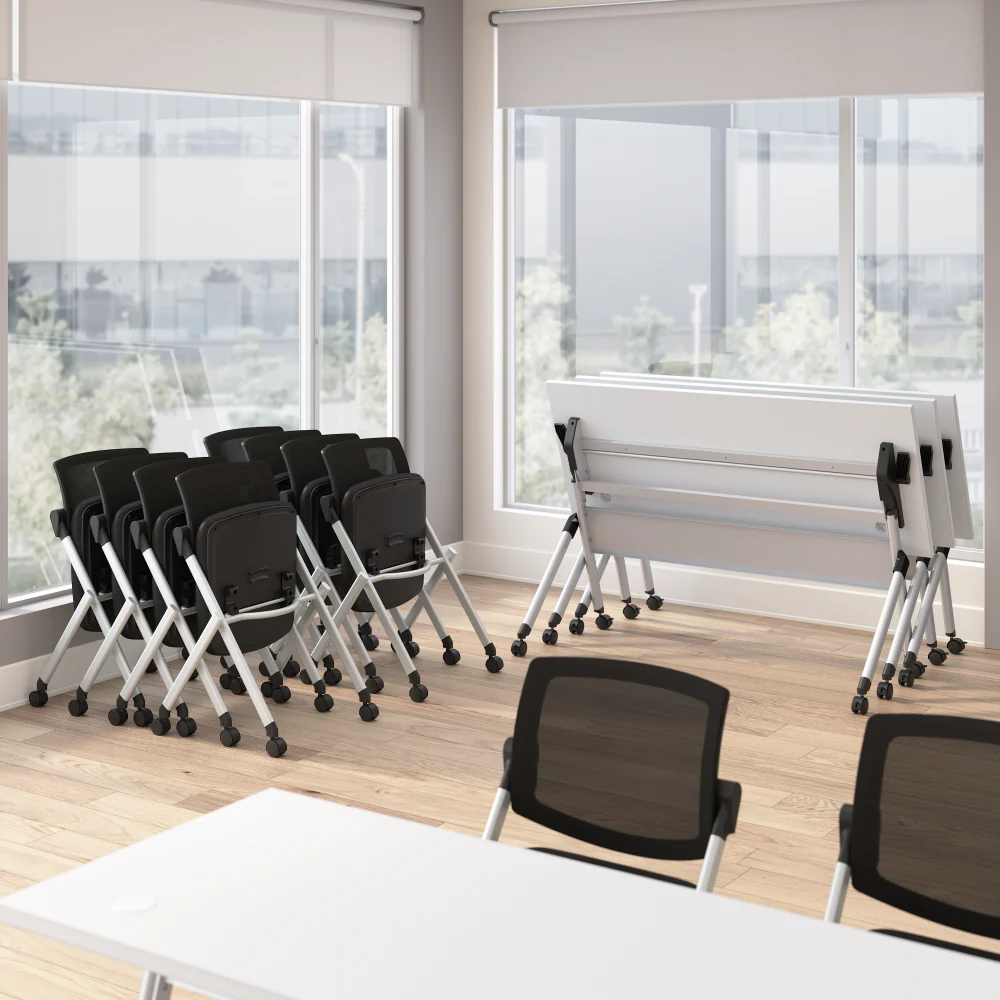 Envision 60W Folding Training Table with Powered Grommets and 2 Chairs - Image 11