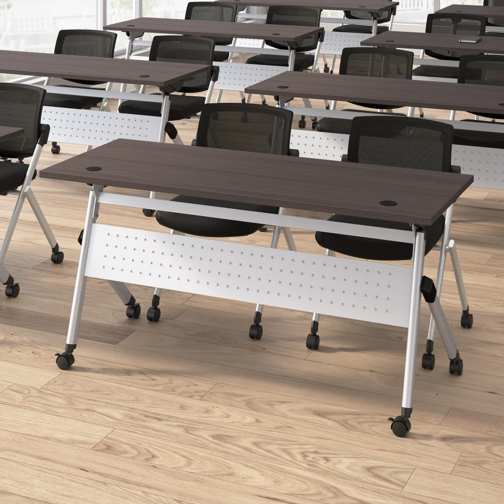 Envision 60W Folding Training Table with Powered Grommets and 2 Chairs - Image 4