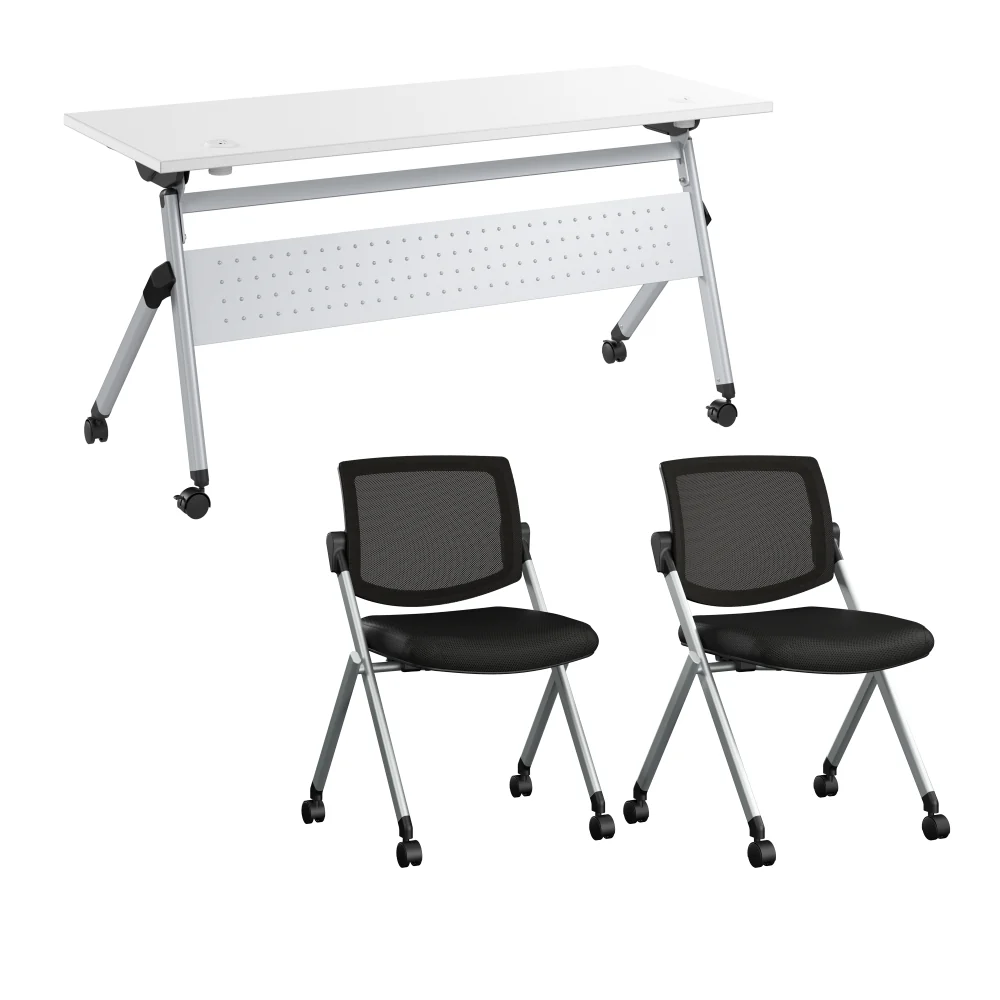 Envision 60W Folding Training Table with Powered Grommets and 2 Chairs - Image 7