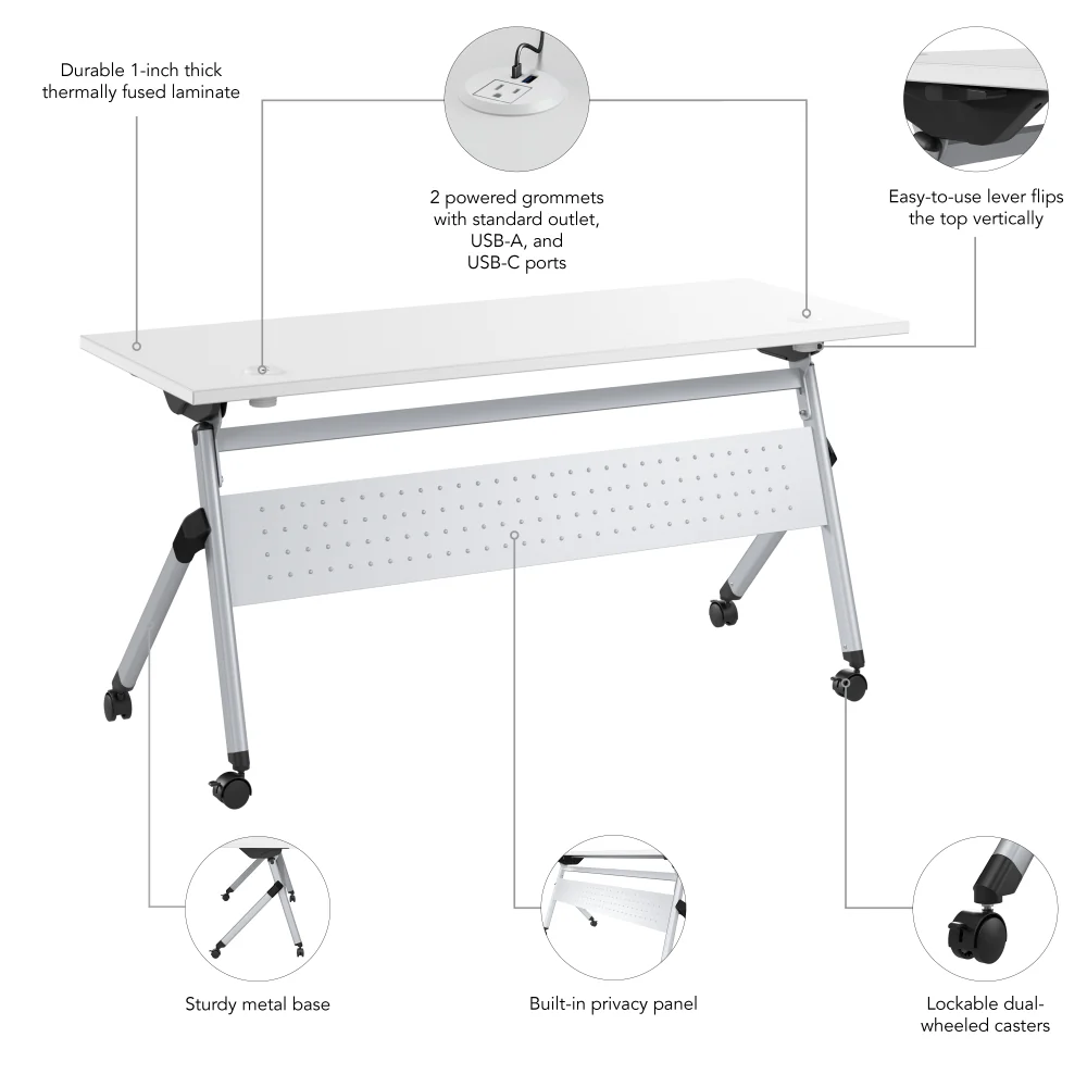 Envision 60W Folding Training Table with Powered Grommets - Image 12