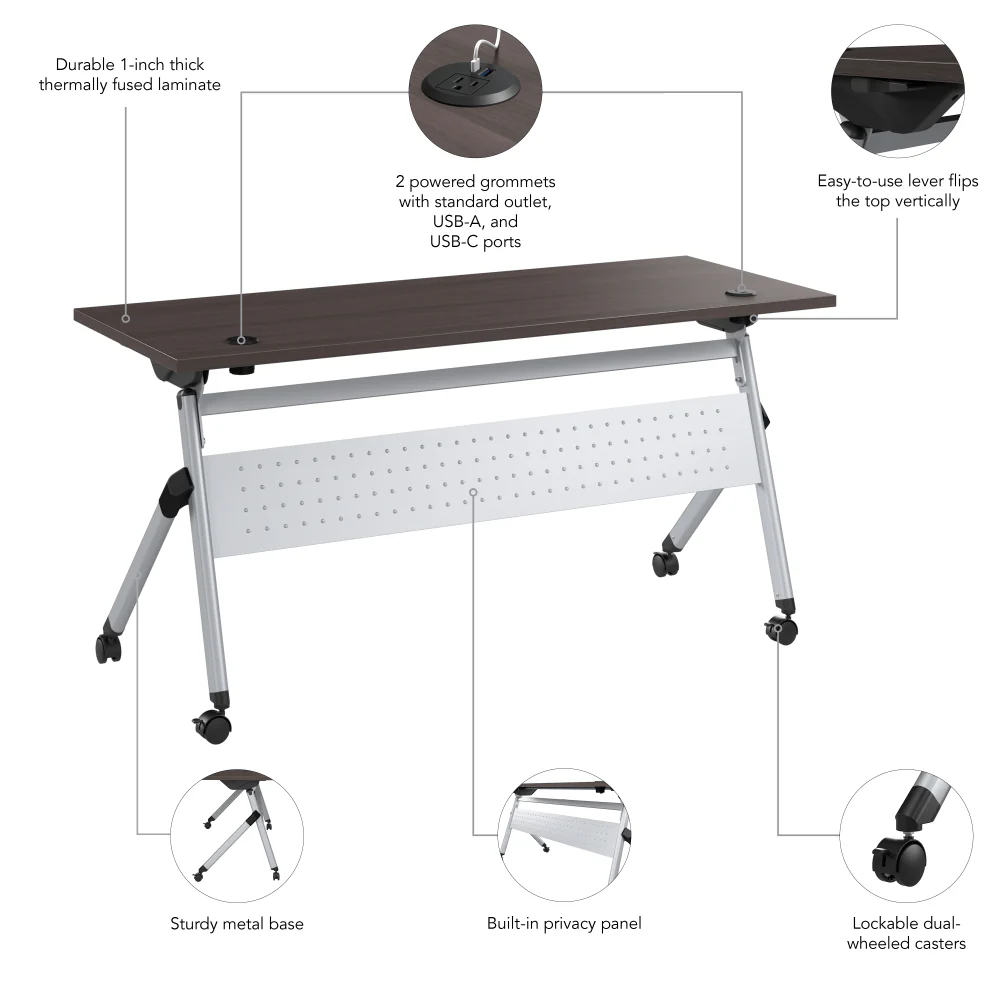 Envision 60W Folding Training Table with Powered Grommets - Image 6