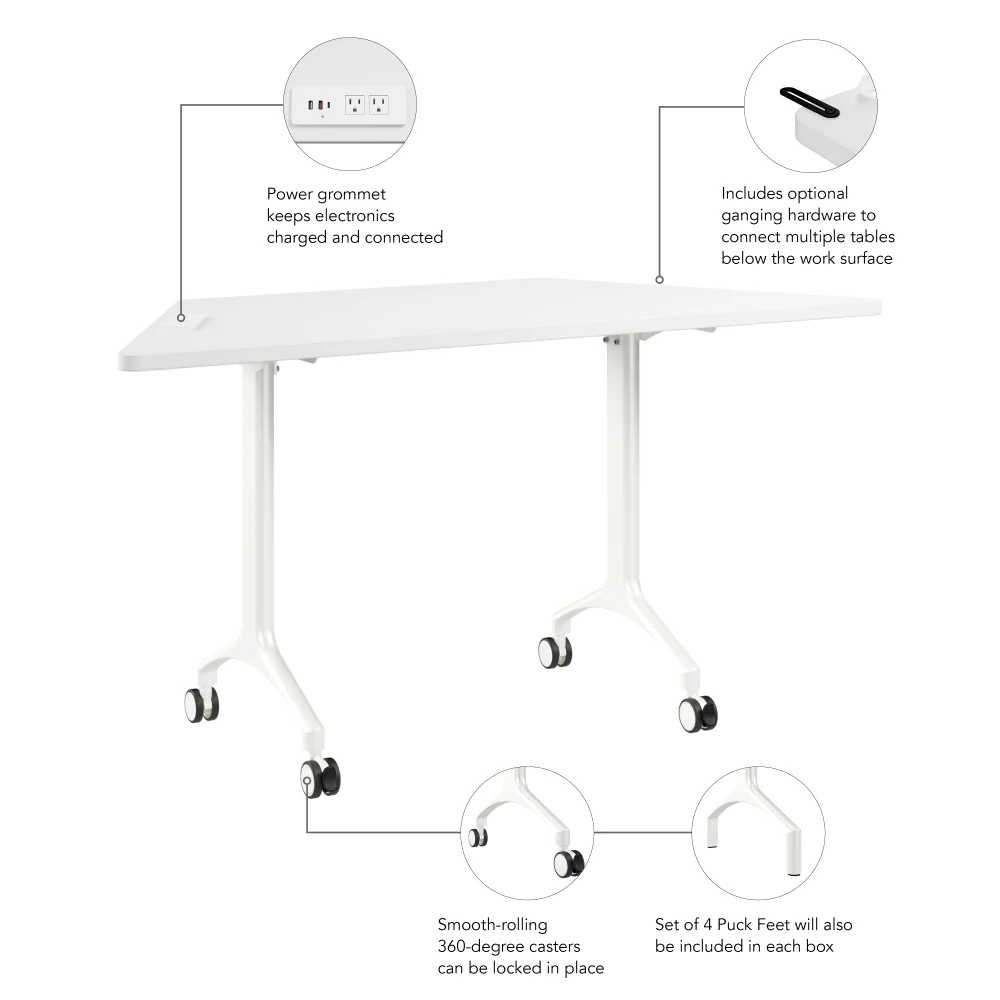 Synergy 60-inch Trapezoid Modular Office Conference Table - Image 14