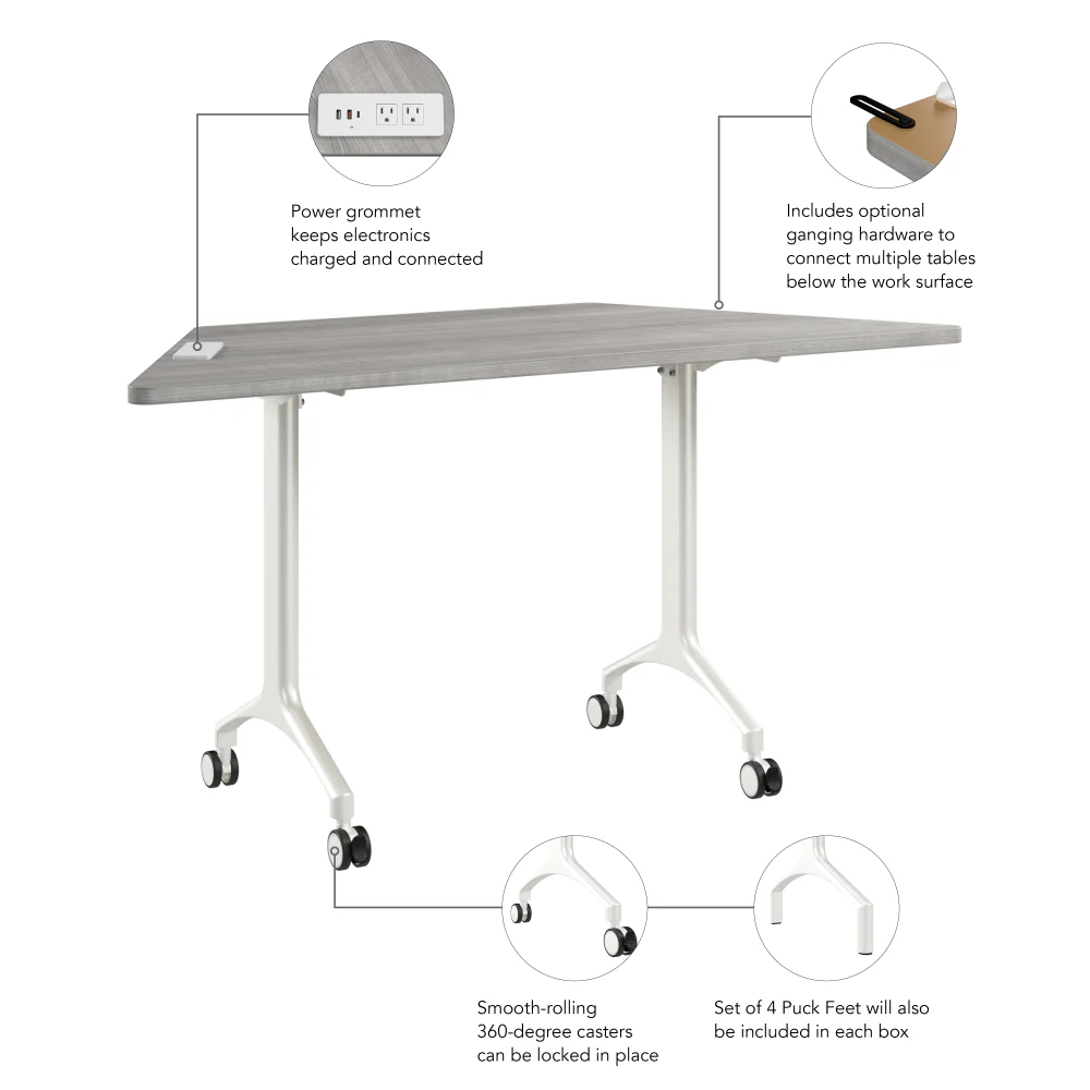 Synergy 60-inch Trapezoid Modular Office Conference Table - Image 7