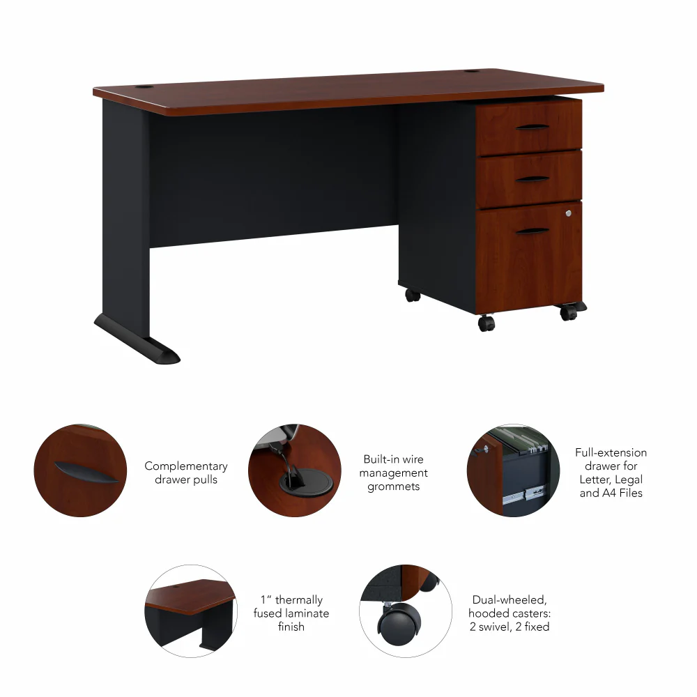 Series A 60W Desk with Mobile File Cabinet - Image 12