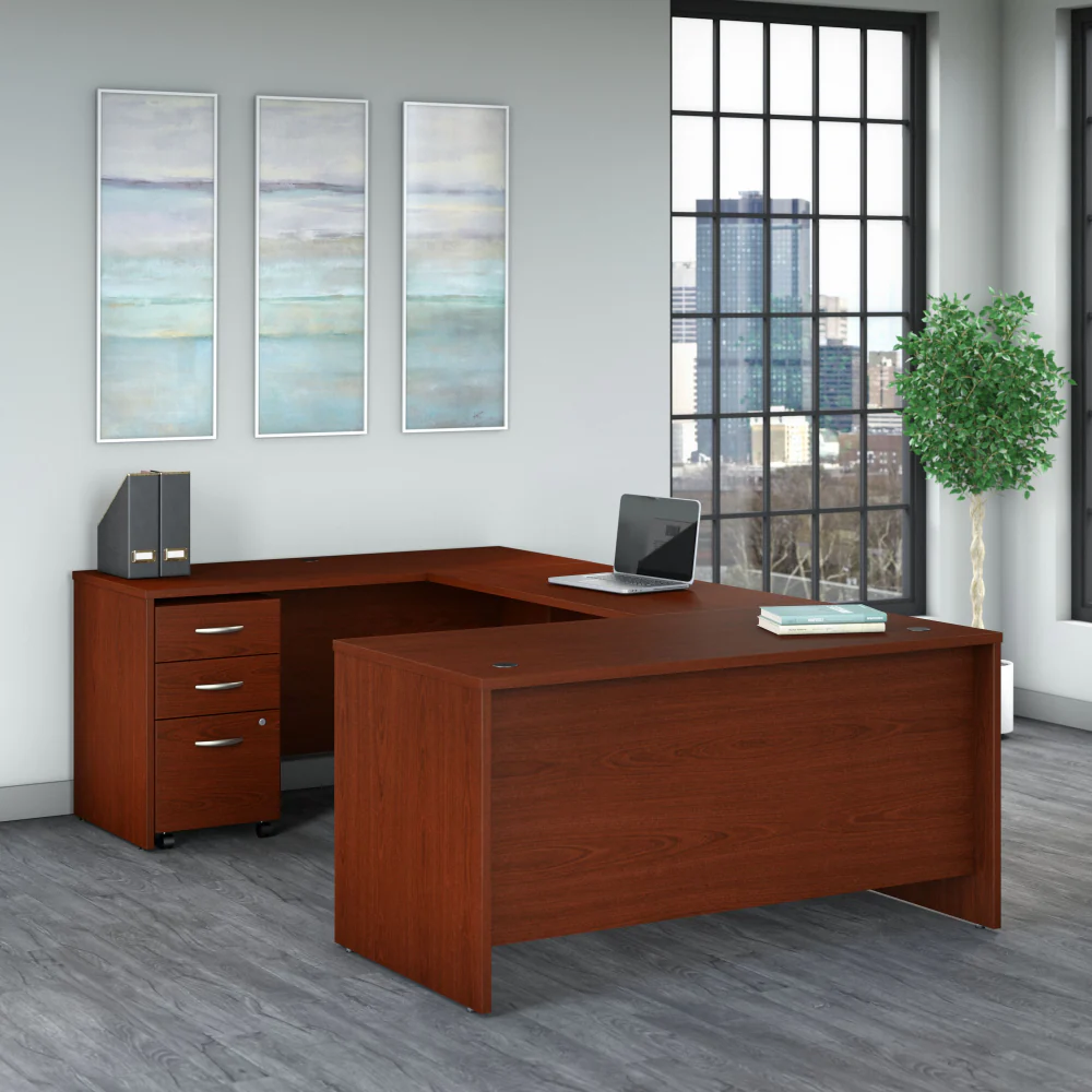 Series C 60W U Shaped Desk with 3 Drawer Mobile File Cabinet - Image 12