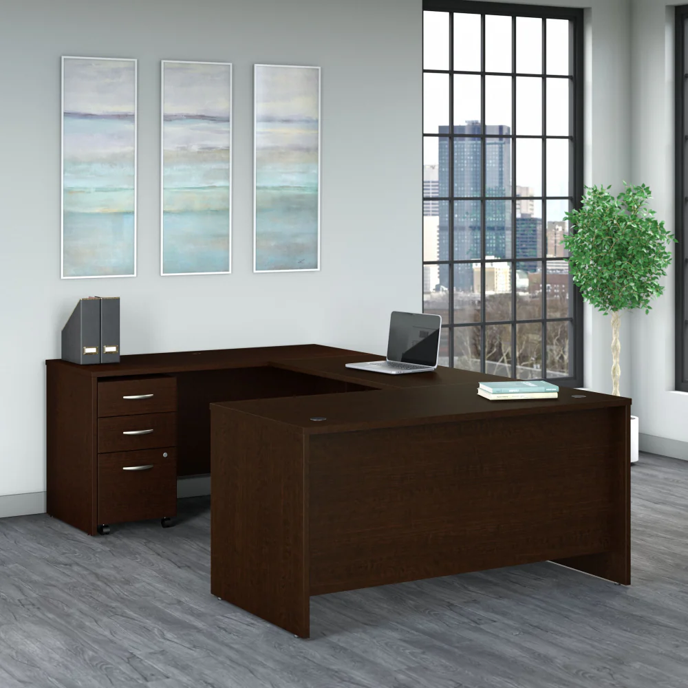 Series C 60W U Shaped Desk with 3 Drawer Mobile File Cabinet - Image 7