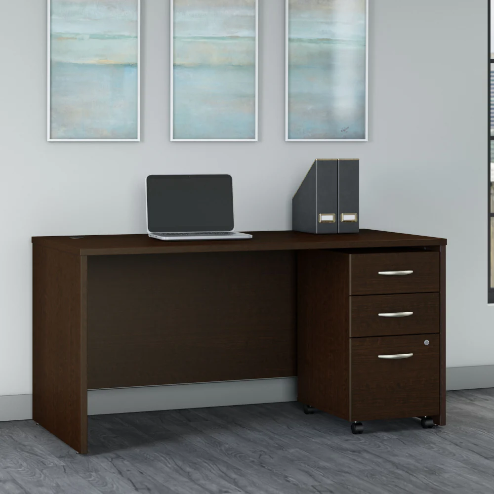Series C 60W x 30D Office Desk with 3 Drawer Mobile File Cabinet - Image 2