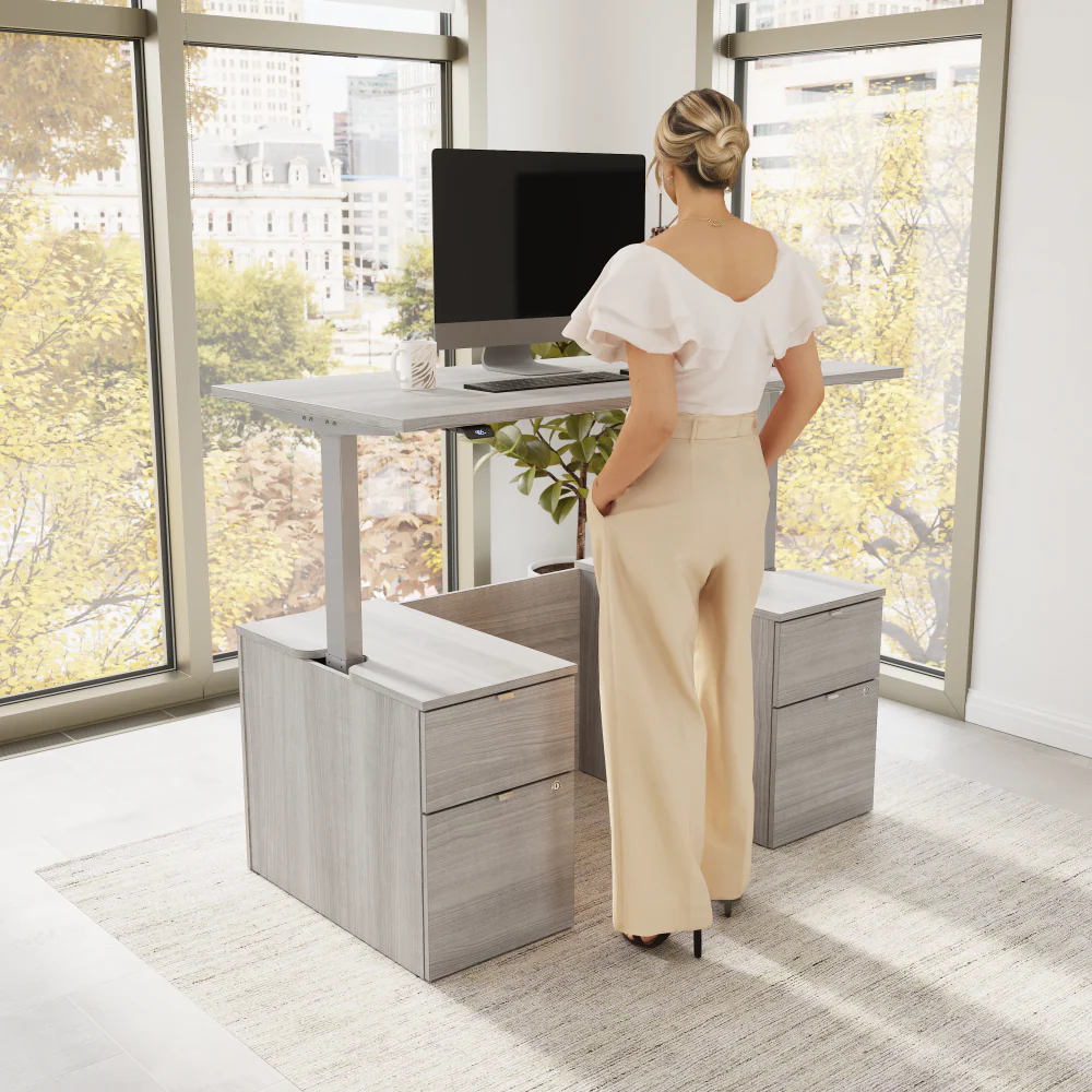 Stratus 60W x 30D Electric Standing Desk with Drawers and Modesty Panel - Image 16
