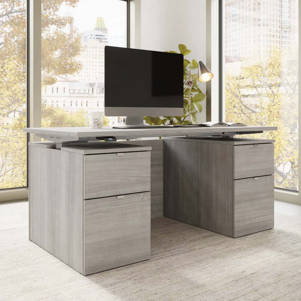 Stratus 60W x 30D Electric Standing Desk with Drawers and Modesty Panel - Image 17