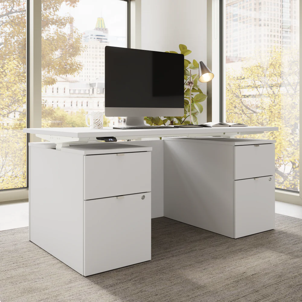Stratus 60W x 30D Electric Standing Desk with Drawers and Modesty Panel - Image 3