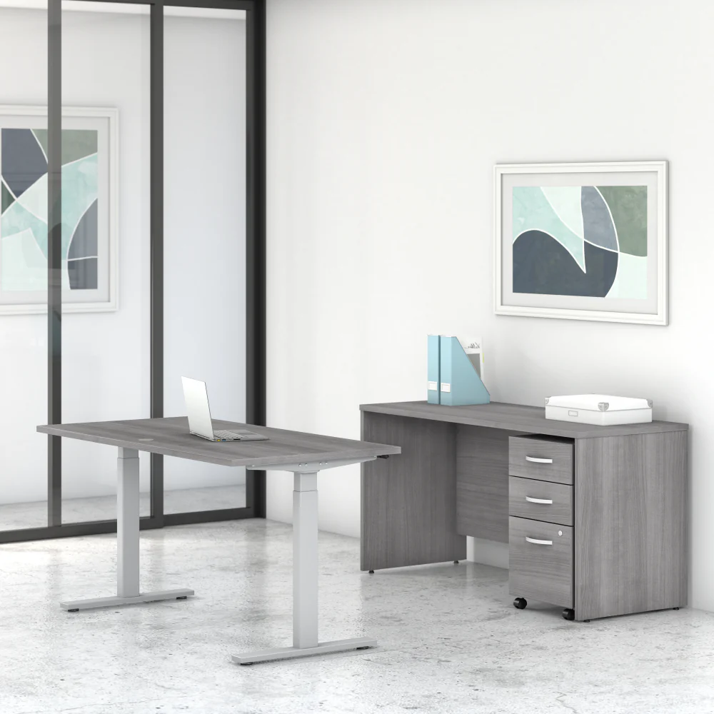 Studio C 60W x 30D Height Adjustable Standing Desk, Credenza and Mobile File Cabinet - Image 10
