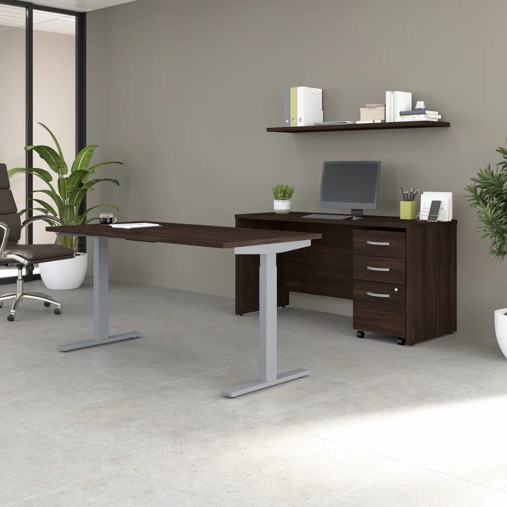 Studio C 60W x 30D Height Adjustable Standing Desk, Credenza and Mobile File Cabinet - Image 12