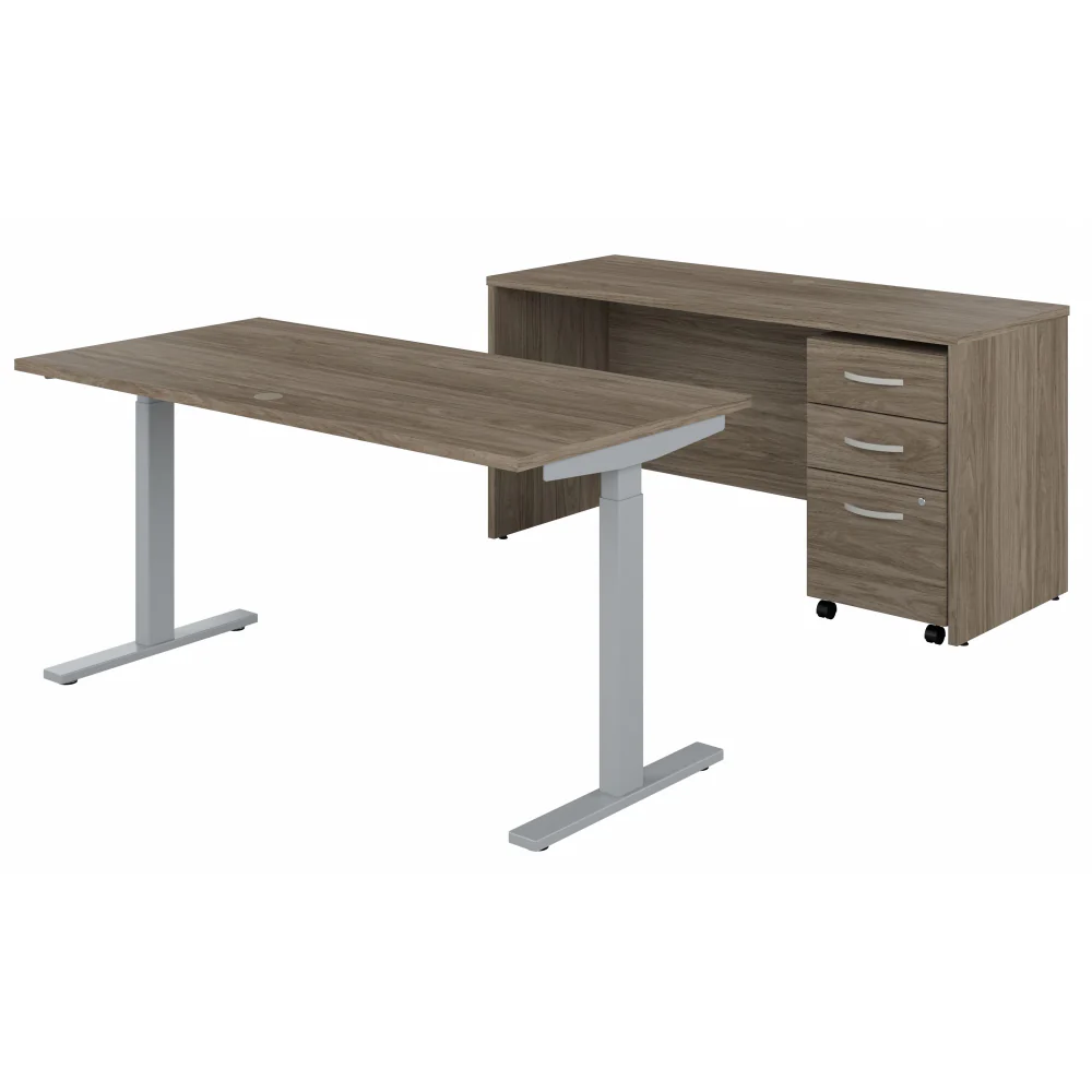 Studio C 60W x 30D Height Adjustable Standing Desk, Credenza and Mobile File Cabinet - Image 3