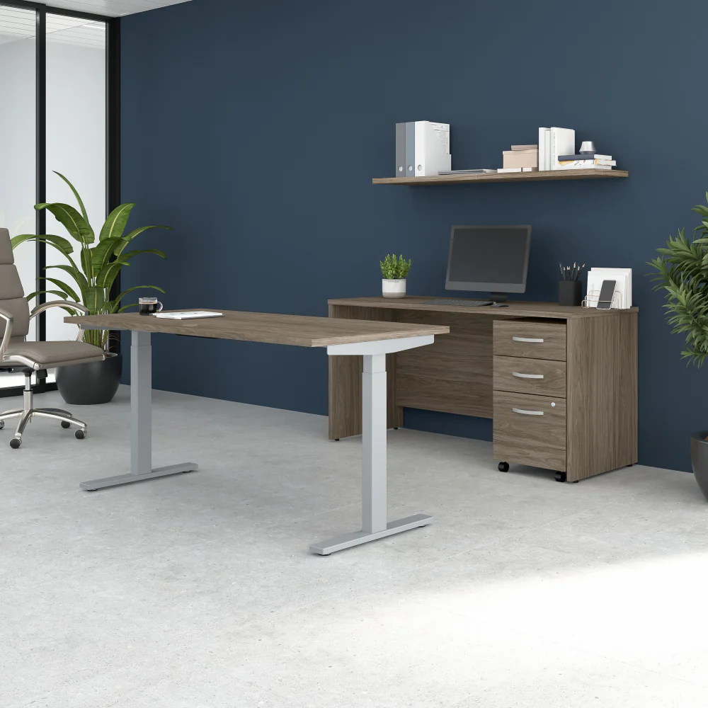 Studio C 60W x 30D Height Adjustable Standing Desk, Credenza and Mobile File Cabinet - Image 4