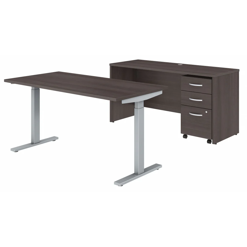 Studio C 60W x 30D Height Adjustable Standing Desk, Credenza and Mobile File Cabinet - Image 6