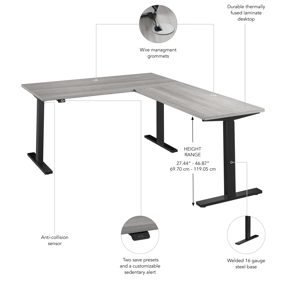 Move 60 Series 60W Height Adjustable L Shaped Standing Desk - Image 24