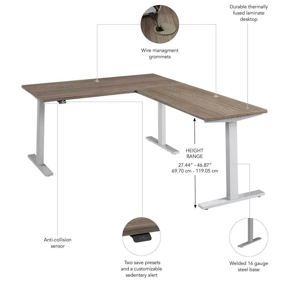 Move 60 Series 60W Height Adjustable L Shaped Standing Desk - Image 30