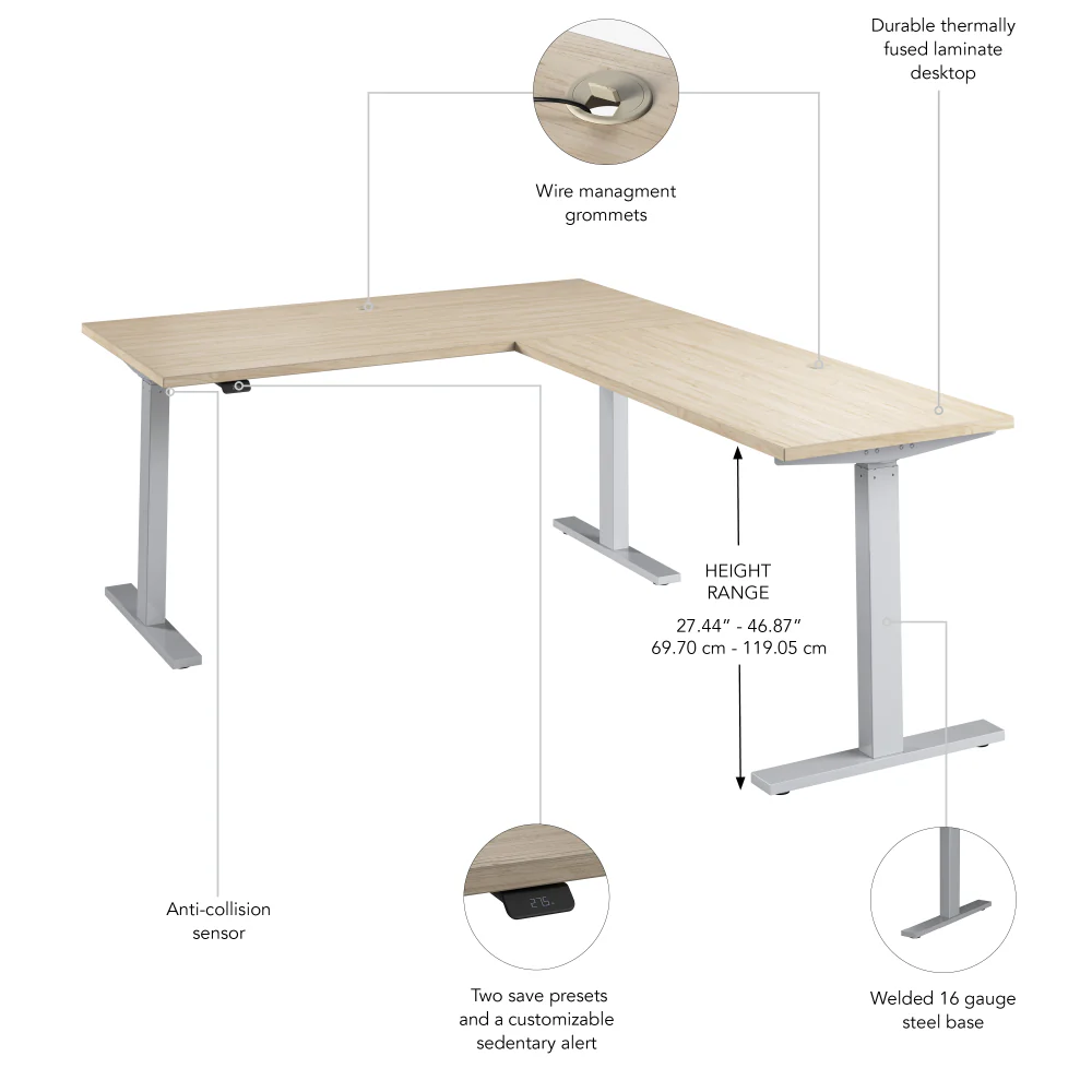 Move 60 Series 60W Height Adjustable L Shaped Standing Desk - Image 36
