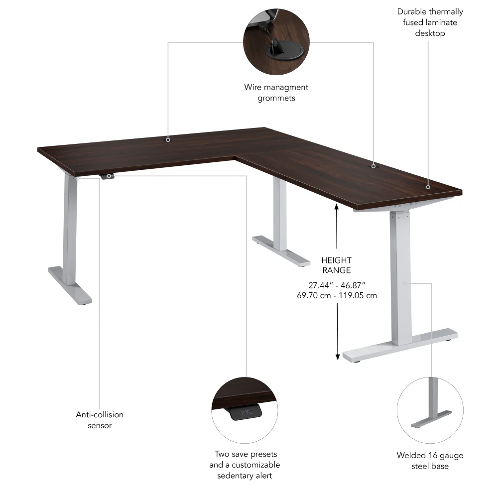 Move 60 Series 60W Height Adjustable L Shaped Standing Desk - Image 48