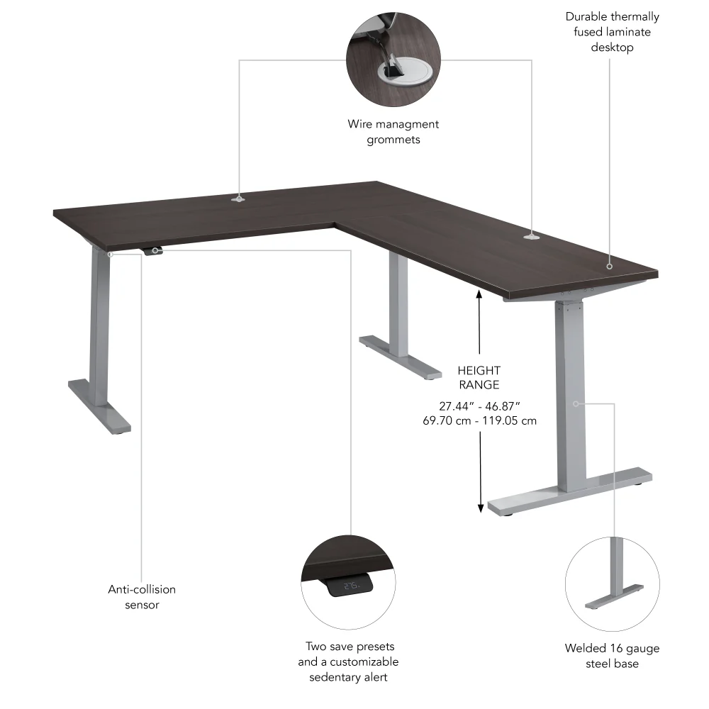 Move 60 Series 60W Height Adjustable L Shaped Standing Desk - Image 6