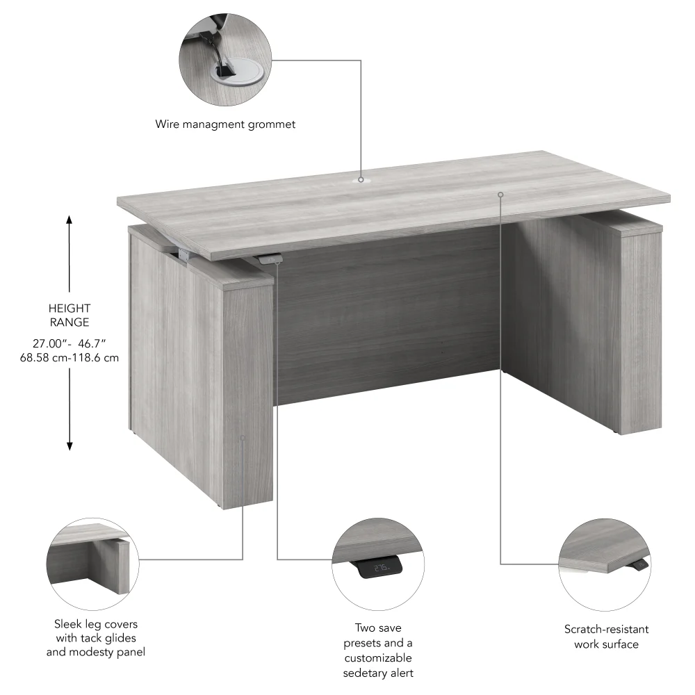 Stratus 60W x 30D Electric Height Adjustable Standing Desk with Modesty Panel - Image 21
