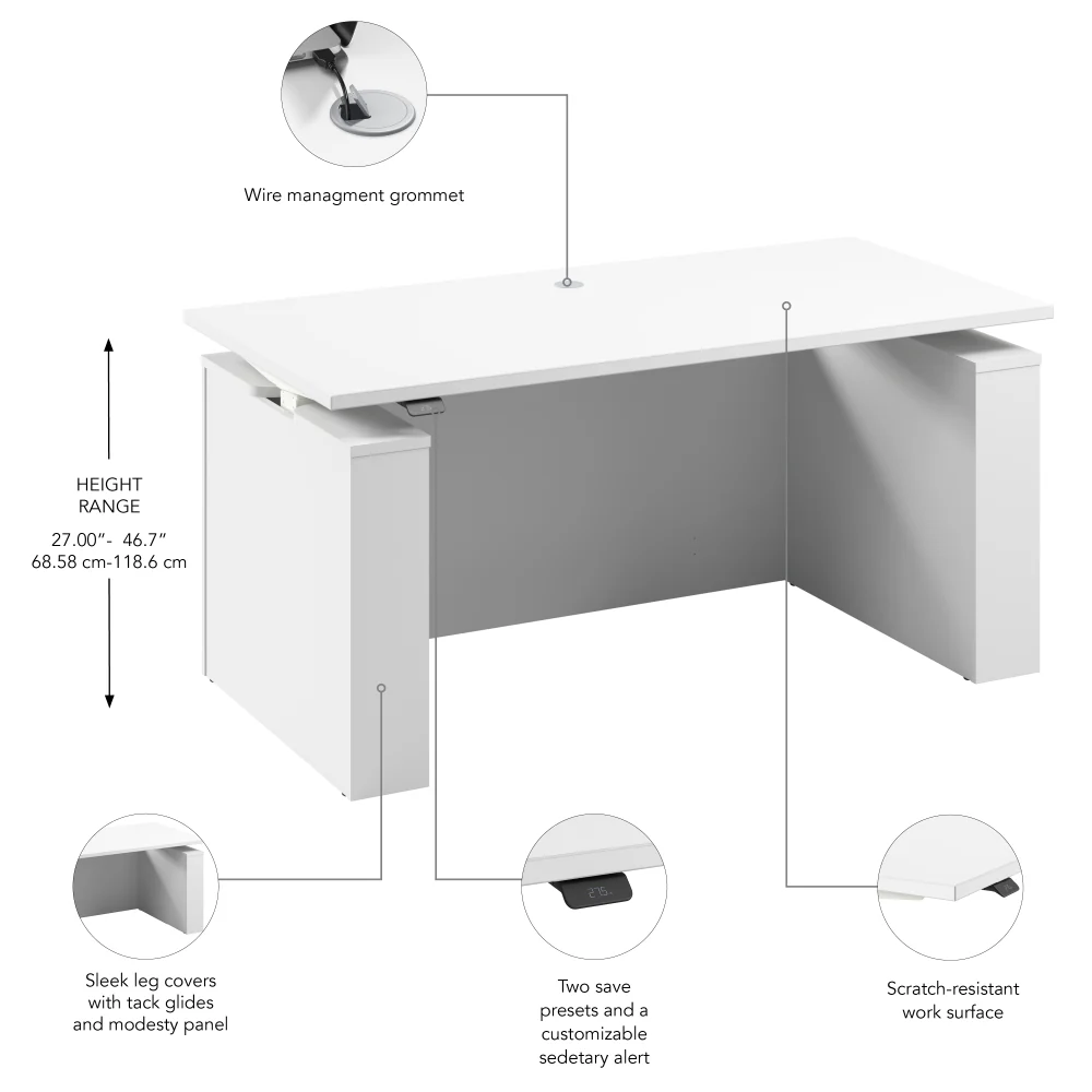 Stratus 60W x 30D Electric Height Adjustable Standing Desk with Modesty Panel - Image 7