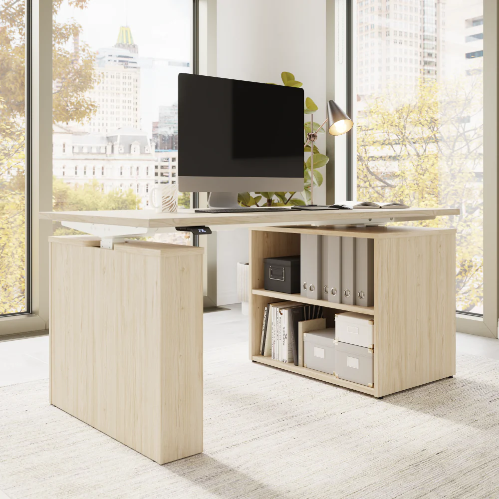Stratus 60W x 30D Electric Height Adjustable Standing Desk with Bookcase - Image 10