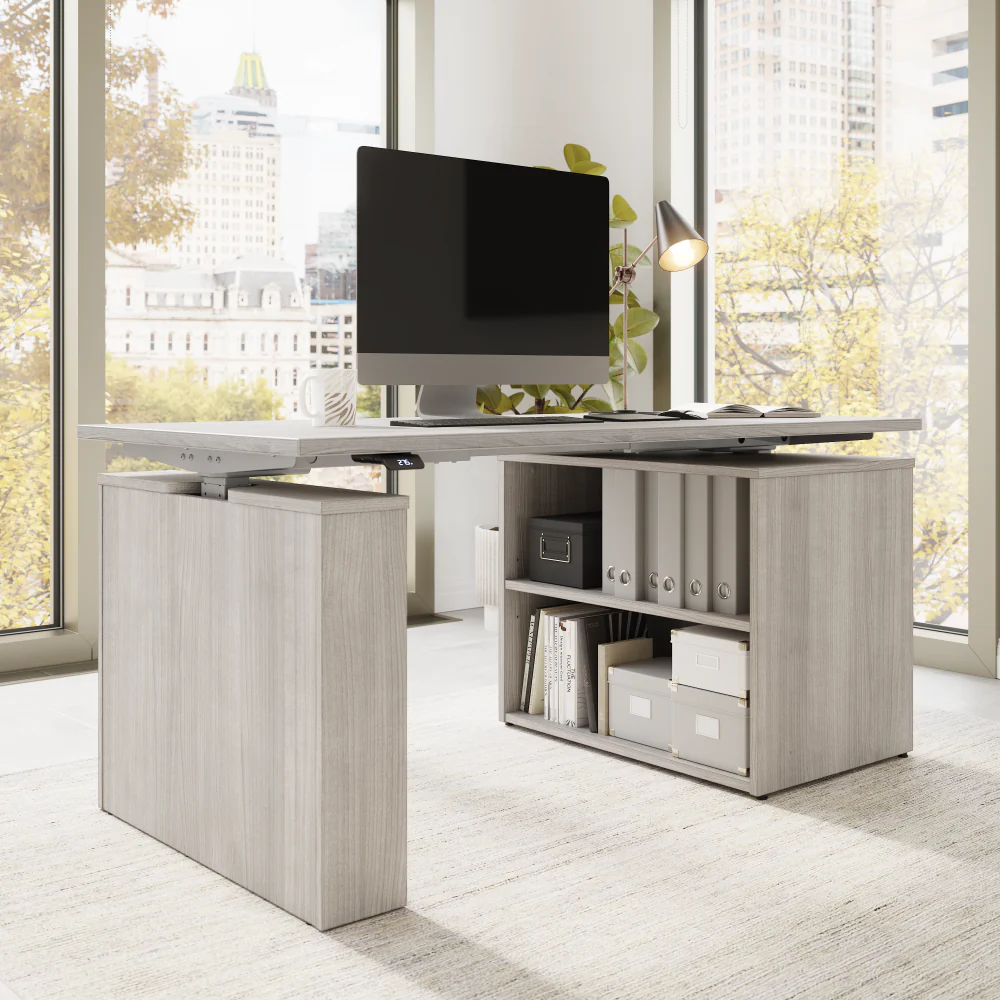 Stratus 60W x 30D Electric Height Adjustable Standing Desk with Bookcase - Image 17