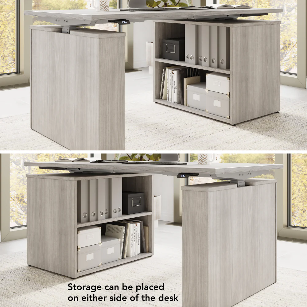 Stratus 60W x 30D Electric Height Adjustable Standing Desk with Bookcase - Image 20