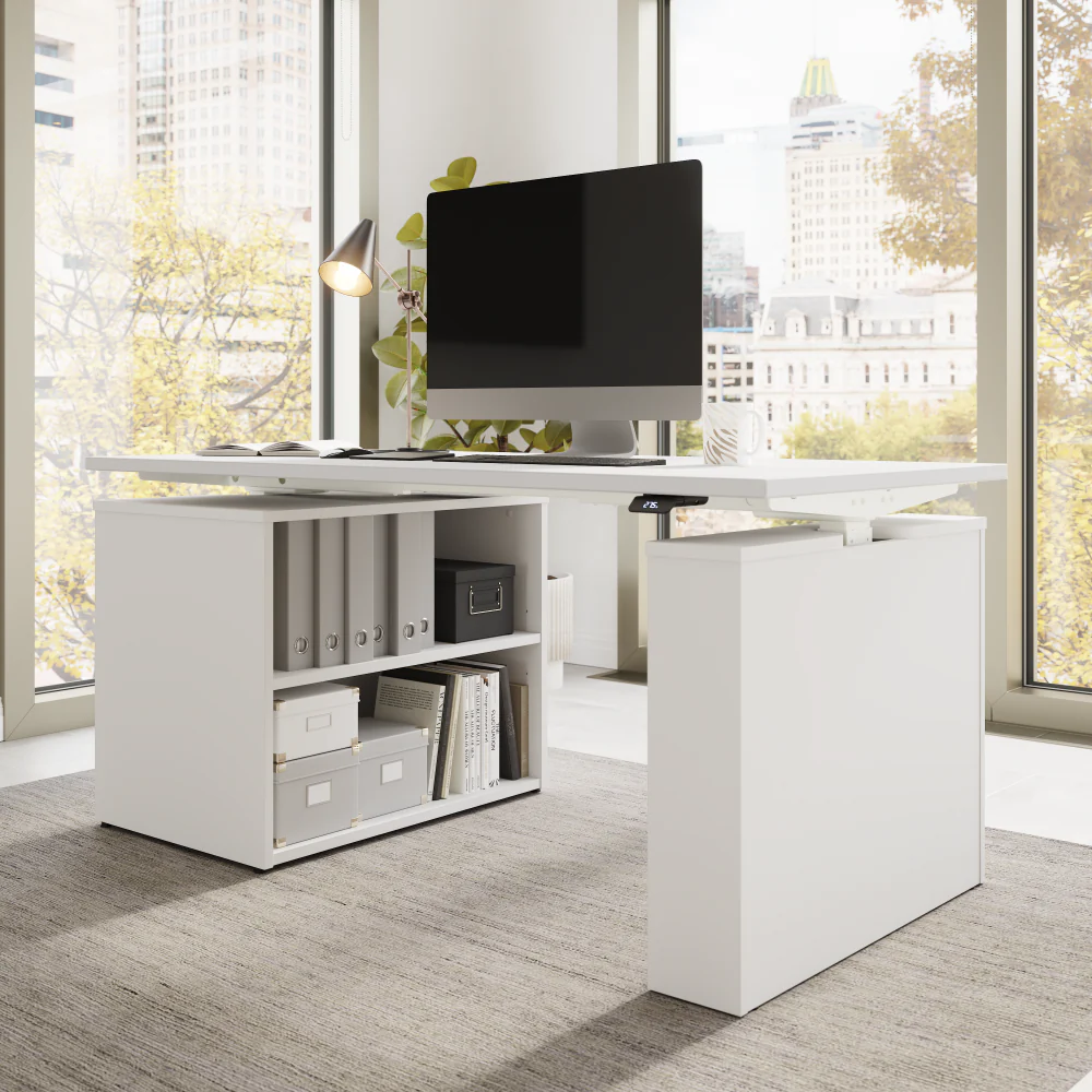 Stratus 60W x 30D Electric Height Adjustable Standing Desk with Bookcase - Image 4