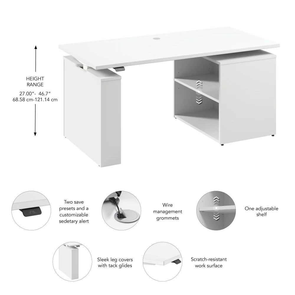 Stratus 60W x 30D Electric Height Adjustable Standing Desk with Bookcase - Image 7