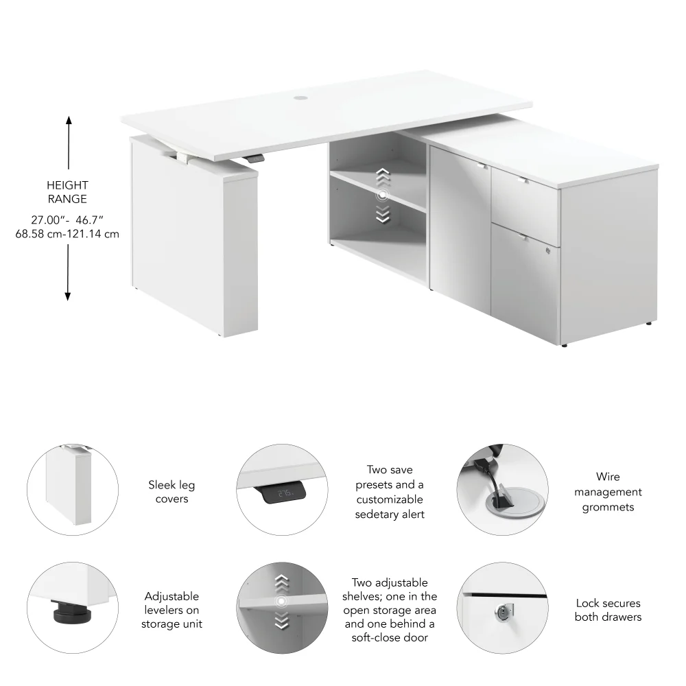 Stratus 60W x 30D Electric Height Adjustable Standing Desk with Storage - Image 21