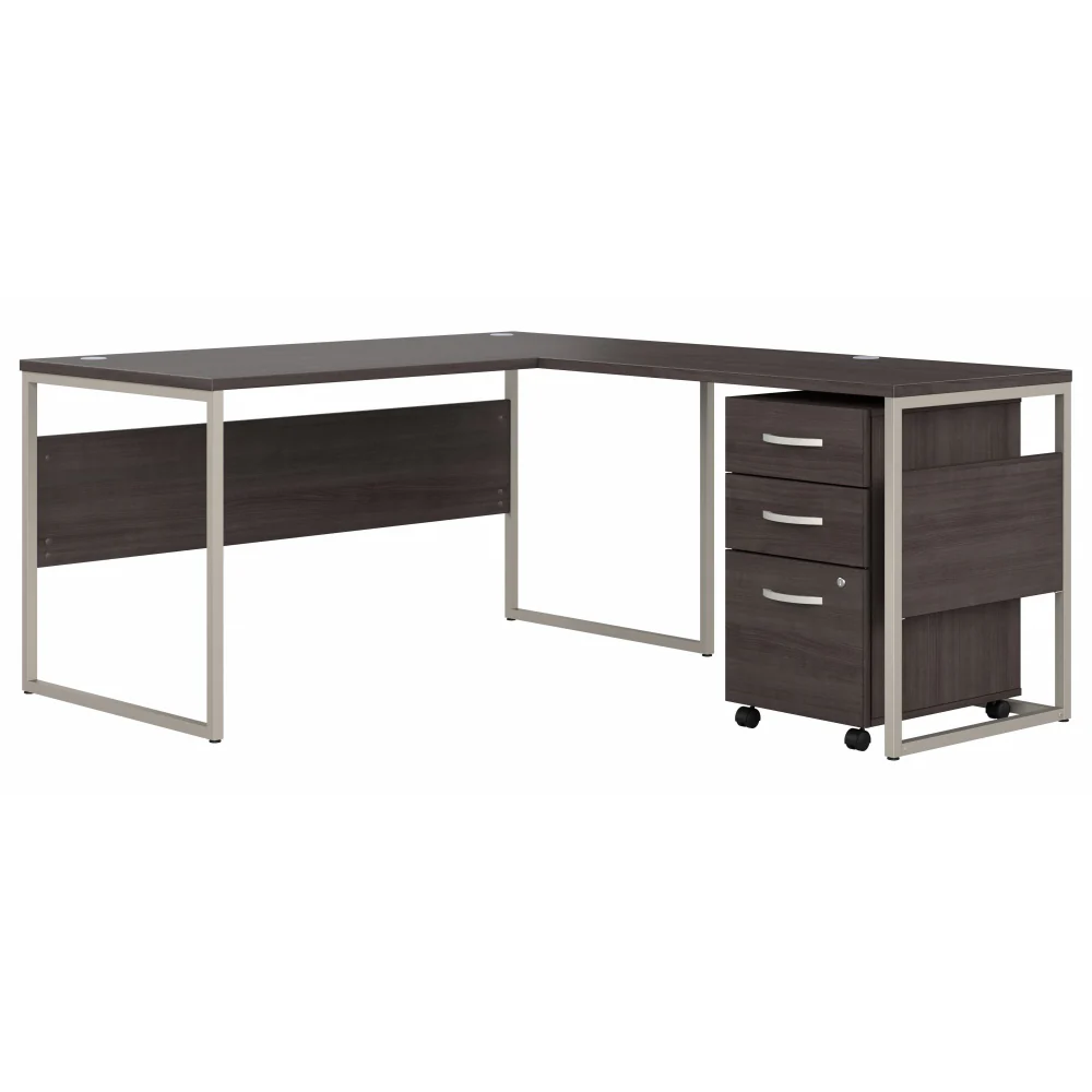 Hybrid 60W x 30D L Shaped Table Desk with Mobile File Cabinet - Image 14