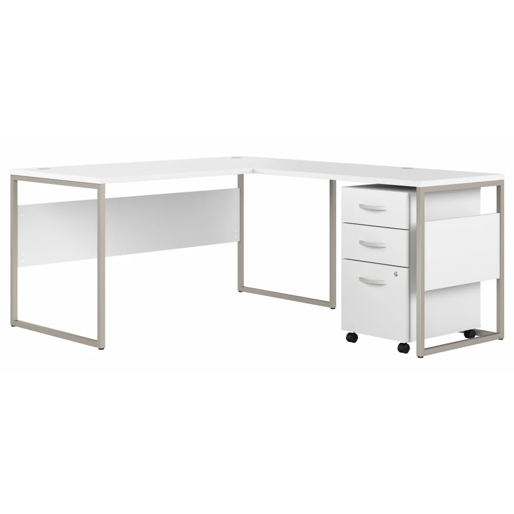 Hybrid 60W x 30D L Shaped Table Desk with Mobile File Cabinet - Image 27