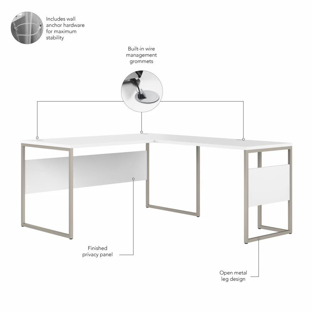 Hybrid 60W x 30D L Shaped Table Desk with Mobile File Cabinet - Image 33