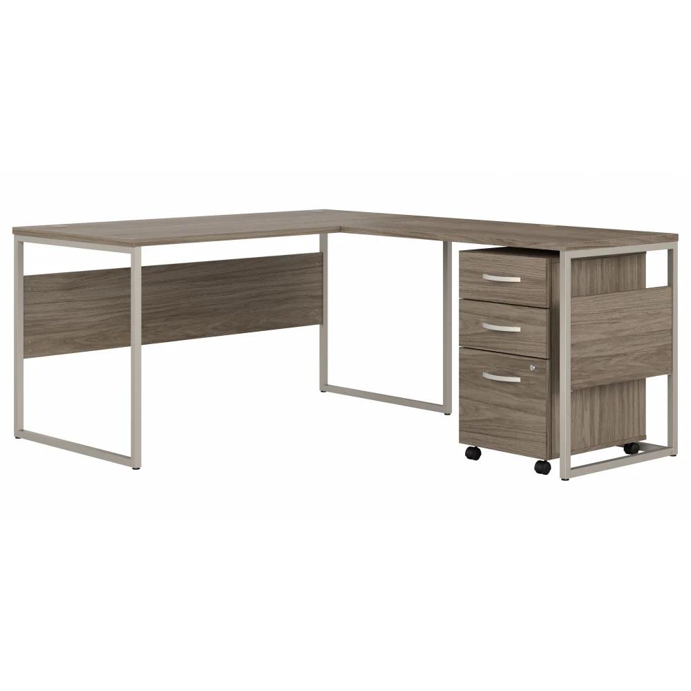 Hybrid 60W x 30D L Shaped Table Desk with Mobile File Cabinet - Image 7
