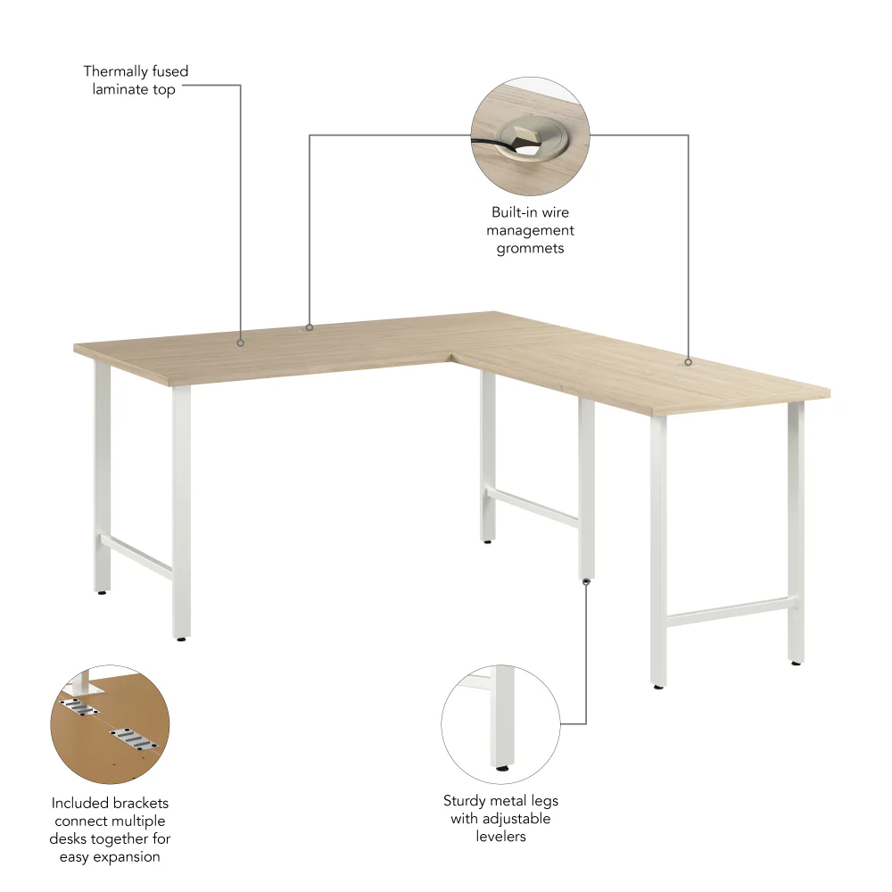Hustle 60W x 30D L Shaped Computer Desk with Metal Legs - Image 14