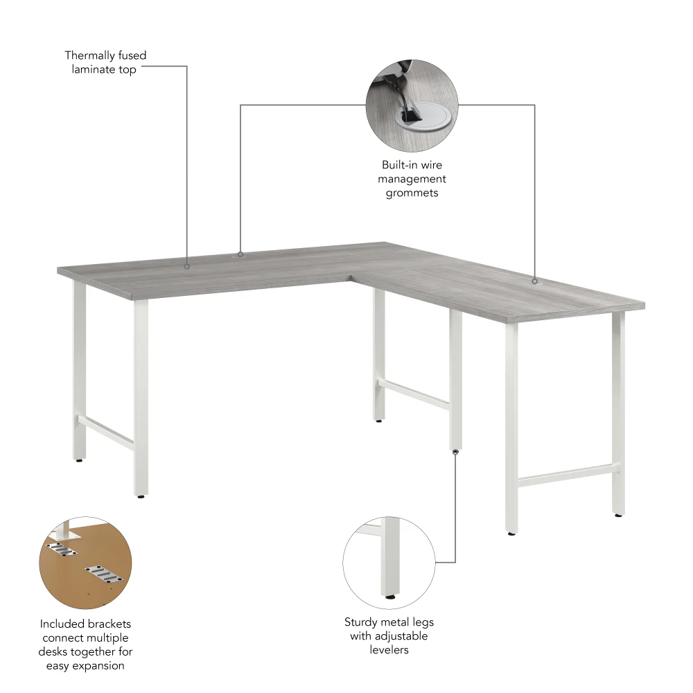 Hustle 60W x 30D L Shaped Computer Desk with Metal Legs - Image 21