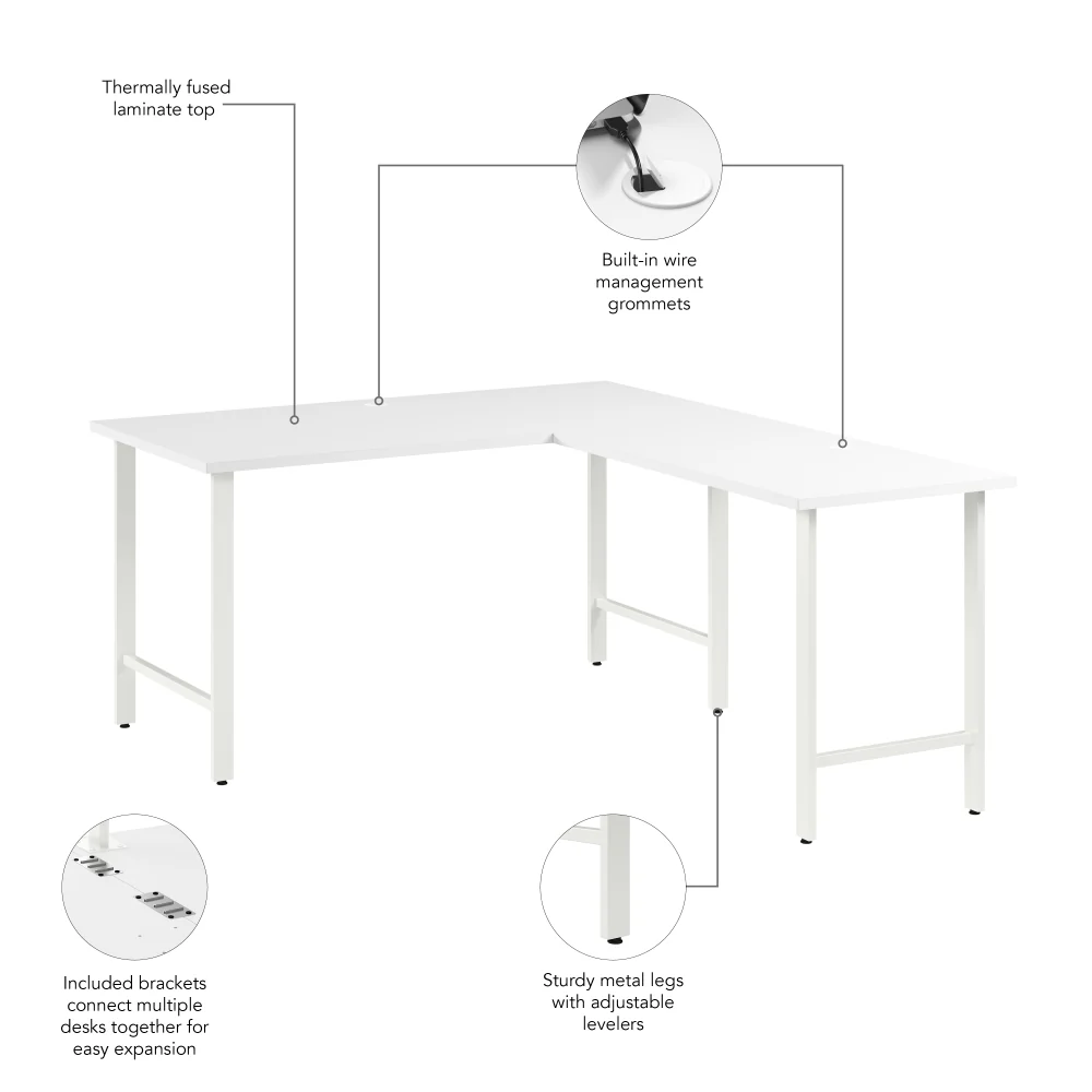 Hustle 60W x 30D L Shaped Computer Desk with Metal Legs - Image 7