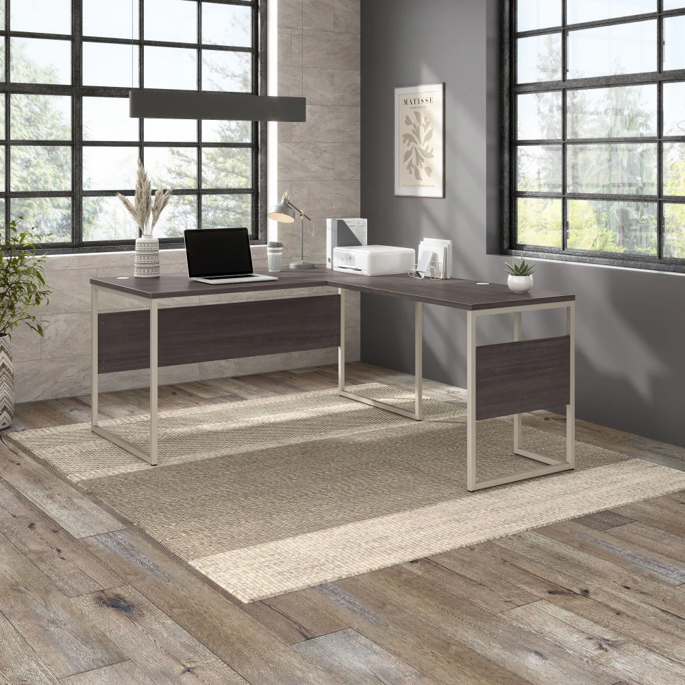 Hybrid 60W x 30D L Shaped Table Desk with Metal Legs - Image 14